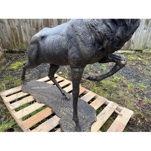 10 - HUGE 6FT TALL CAST IRON ELK/STAG STATUE IN BRONZE FINISH