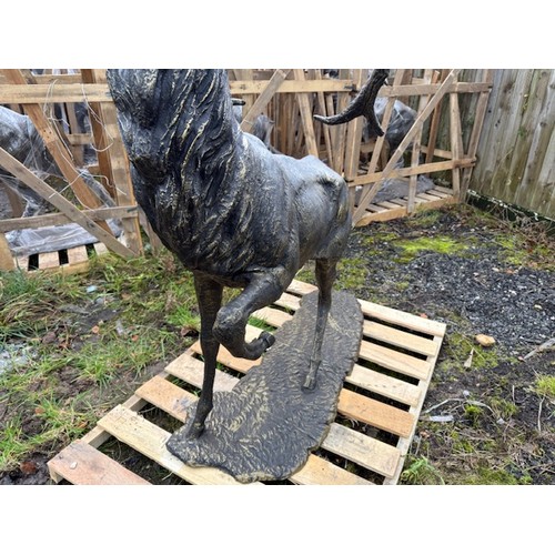 10 - HUGE 6FT TALL CAST IRON ELK/STAG STATUE IN BRONZE FINISH