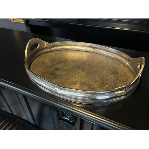 109 - BOXED NEW LARGE HEAVY NICKEL SERVING TRAY