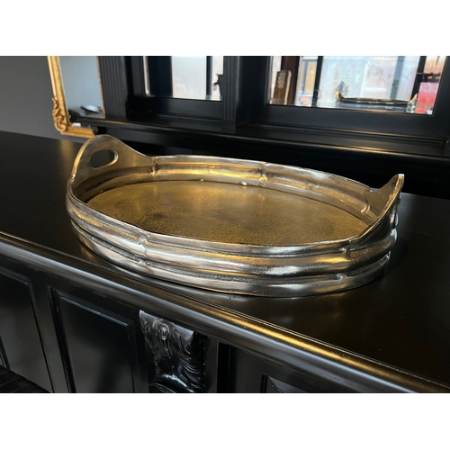 109 - BOXED NEW LARGE HEAVY NICKEL SERVING TRAY