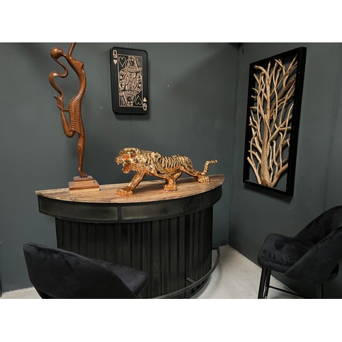 123 - NEW BOXED HUGE GOLD RESIN TIGER STATUE