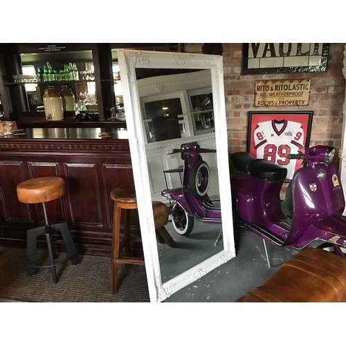 129 - BOXED NEW MASSIVE TALL FRENCH MIRROR IN VINTAGE WHITE (APPROX 180CM X 80CM)