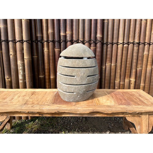 87 - CRATED HEAVY STONE OUTDOOR LANTERN (PLEASE NOTE EACH IS INDIVIDUALLY MADE THEREFORE EVERY ONE IS DIF... 