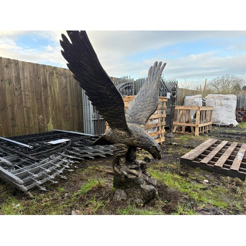 11 - 1.6M TALL HUGE DETAILED CAST IRON EAGLE STATUE IN FLIGHT
