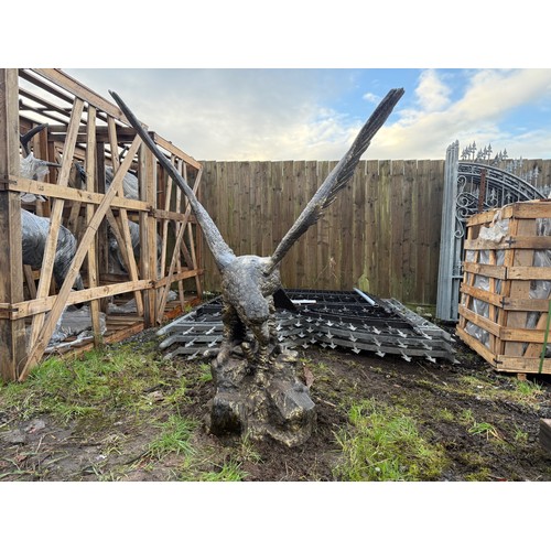 11 - 1.6M TALL HUGE DETAILED CAST IRON EAGLE STATUE IN FLIGHT