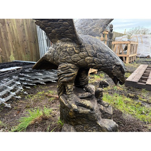 11 - 1.6M TALL HUGE DETAILED CAST IRON EAGLE STATUE IN FLIGHT