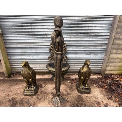 14 - 160CM TALL HEAVY CAST IRON MODERN ART STATUE OF COUPLE EMBRACING IN BRONZE FINISH