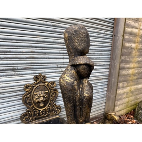 14 - 160CM TALL HEAVY CAST IRON MODERN ART STATUE OF COUPLE EMBRACING IN BRONZE FINISH