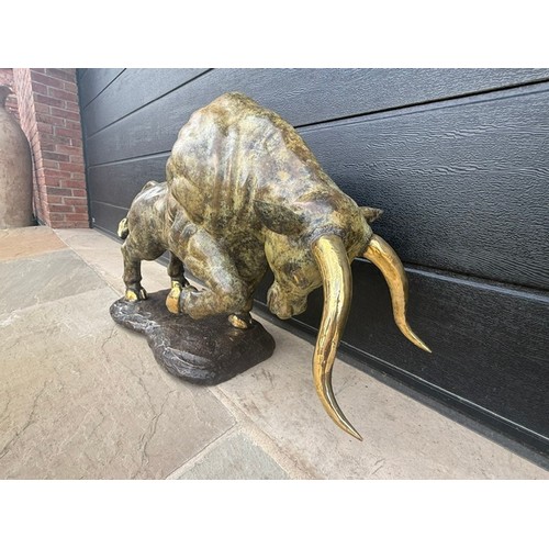 37 - EXCEPTIONAL LARGE 1M LONG BRASS BULL FIGURE