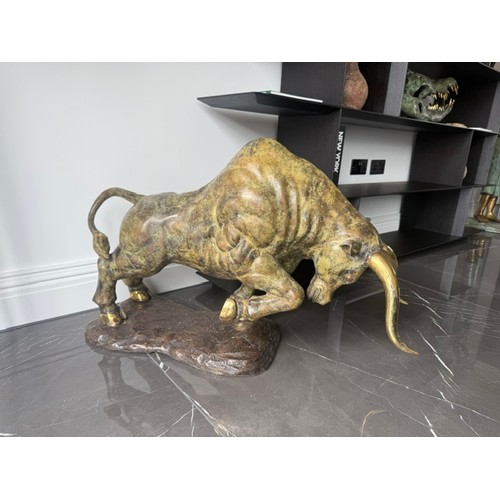 37 - EXCEPTIONAL LARGE 1M LONG BRASS BULL FIGURE