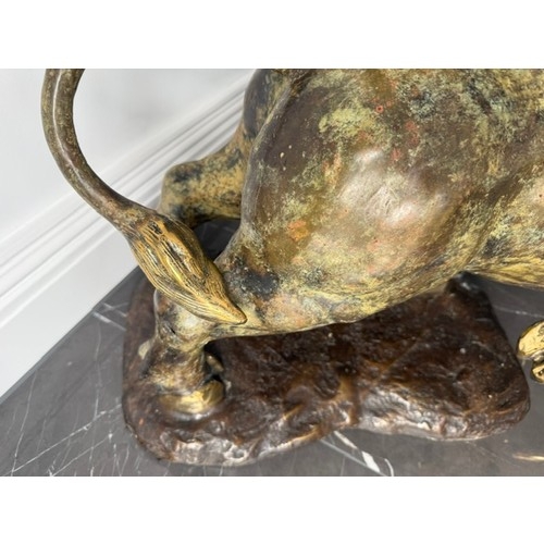37 - EXCEPTIONAL LARGE 1M LONG BRASS BULL FIGURE