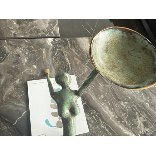 41 - LARGE SOLID BRASS ABSTRACT BALLERINA CANDLE HOLDER