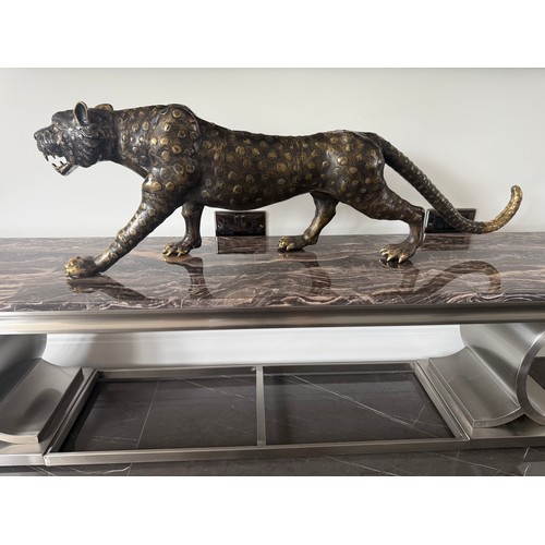 44 - HUGE 120CM CAST BRASS CHEETAH STATUE