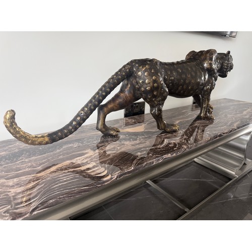 44 - HUGE 120CM CAST BRASS CHEETAH STATUE