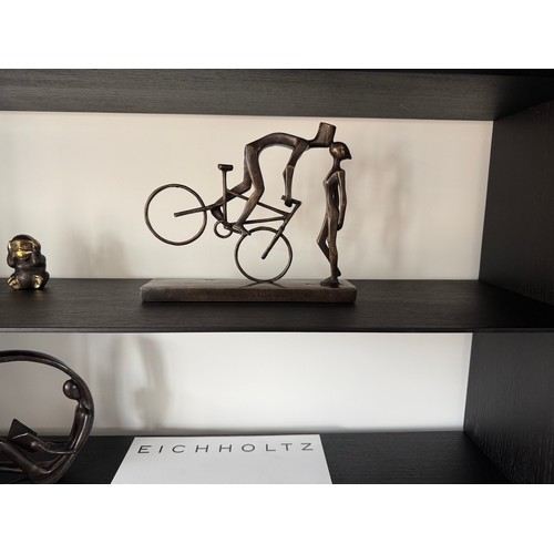 43 - SOLID BRASS FIGURE OF LOVERS AND BICYCLE