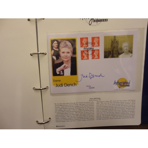 1 - A collection of 54 modern autographed fdc to 2001 in 3 special albums, pristine condition noting Dam... 