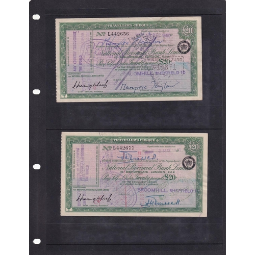 10 - TRAVELLERS CHEQUES Issued in the 1960's with values from £2 to £20 issued by the National Provincial... 