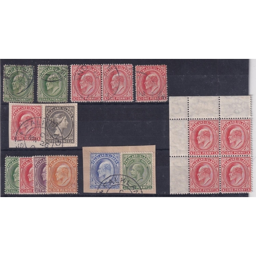 115 - 1904/12 Edward selection - quality group of 11 items inc. 1d + QV 4d FU on piece, 2½d + ½ VFU on pie... 