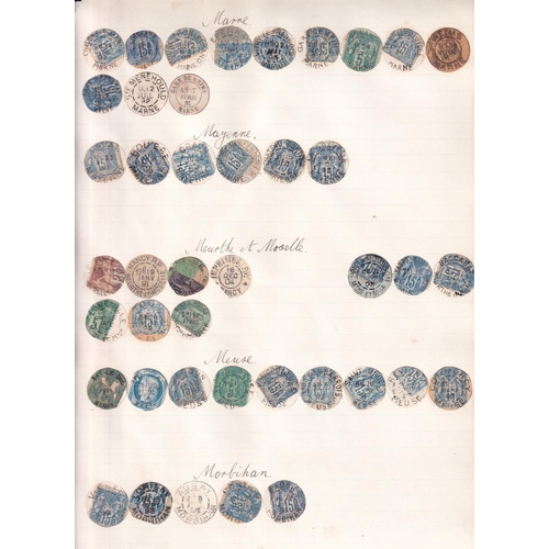 134 - CANCELLATIONS late 19th century cut from envelopes & around stamps, a remarkable lot of 100's all di... 