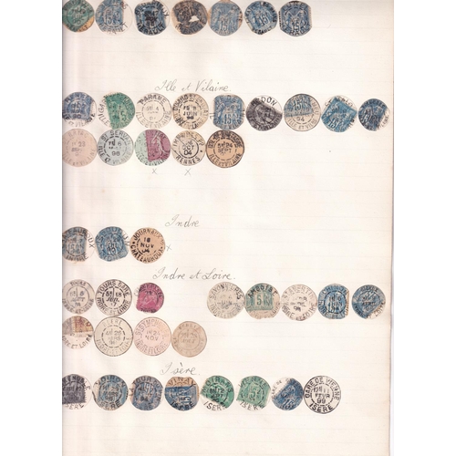 134 - CANCELLATIONS late 19th century cut from envelopes & around stamps, a remarkable lot of 100's all di... 