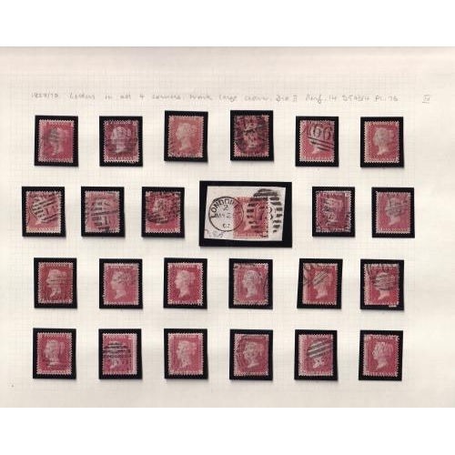 210 - 1858 PENNY RED plate reconstruction plate 76 with 213 different letters,  sound to fine used.  Cat. ... 