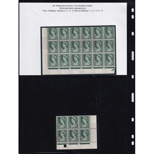 268 - 1958/67 WALES REGIONALS  Interesting UM varieties and errors collection with blocks (15 items) Inc. ... 