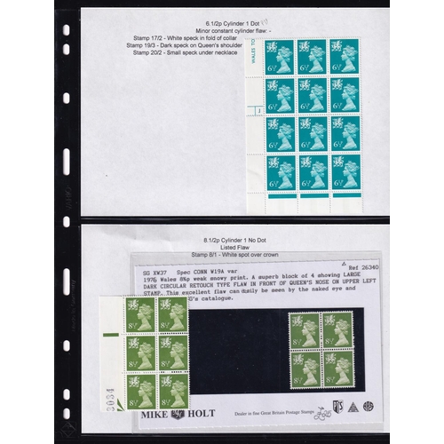 281 - 1971/80 WALES REGIONAL MACHINS  A very fine collection of UM blocks with collectors notes of varieti... 