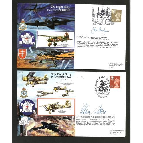 294 - Battle of Britain Commemorative Covers (43) Inc. 27 Signed note:- Wing Commander Unwin, VC Winner Le... 