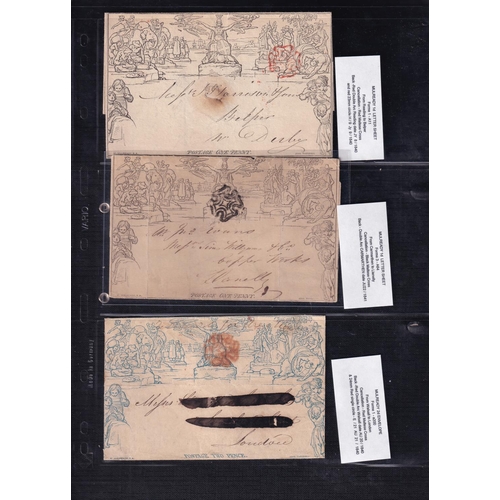 299 - 1840 MULREADY SELECTION (4) 1d wrapper unused (Stereo A35), Penny Lettersheet (A11) used from Reddin... 