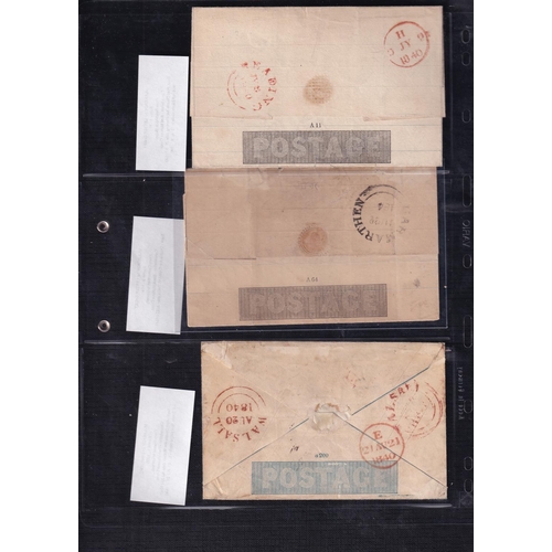 299 - 1840 MULREADY SELECTION (4) 1d wrapper unused (Stereo A35), Penny Lettersheet (A11) used from Reddin... 