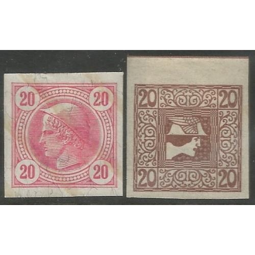 30 - 1867/1922 Newspaper Stamps on Old Pages.  Mercury with different printings and shades (84) Inc. Varn... 