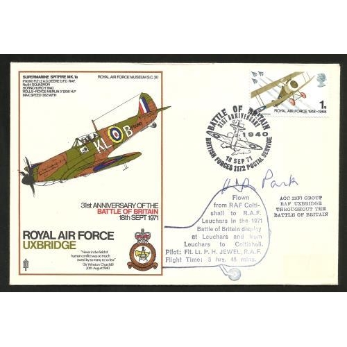 308 - 1971 KEITH PARK, Defender of London during Battle of Britain, rare Autographed special RAF. Spitfire... 