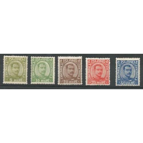 337 - 1921 King Christian colour change set of 5 SG132/36 mint.