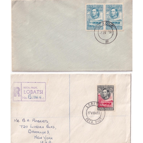 43 - COVERS KGVI (3) Inc. very fine 1953 2/6d single franking at Lobatsi, Airletter etc.