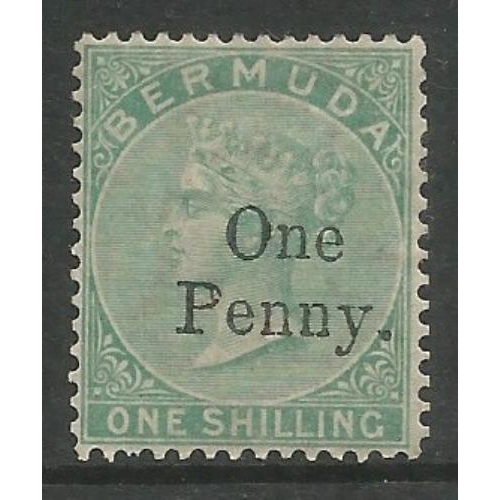 45 - 1875 ONE PENNY on 1/- SG17, fine mint.