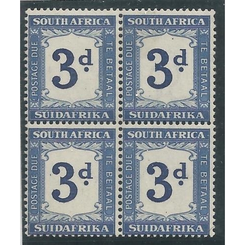 497 - 1942 Postage Due 3d variety WATERMARK UPRIGHT SGD28W as a fresh mint block 4 (lower pair UM).