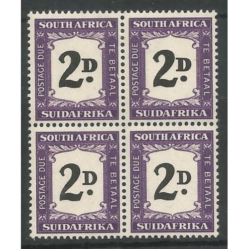 499 - 1949 Postage Due 3d fresh mint block of 4, upper two units with THICK (DOUBLE) 2D VARIETY.   A fine ... 