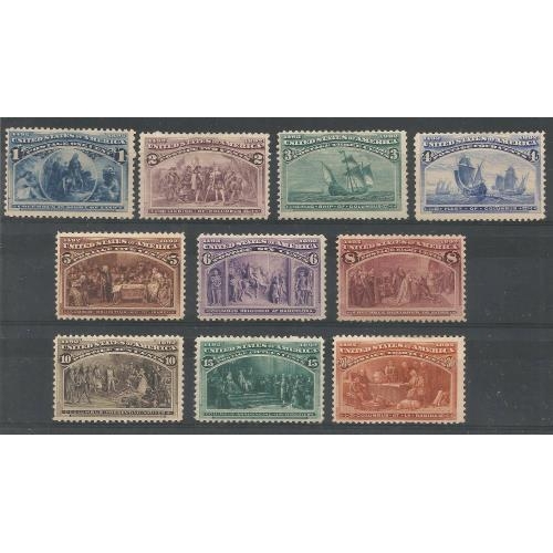 538 - 1893 Columbus 1c to 30c (10) very fine mint.  SG235/44.