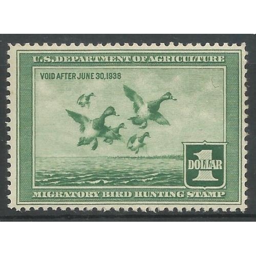 541 - 1937 Duck Hunting $1 Scott RW4, NHM.  Very fine.