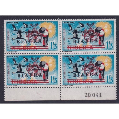 55 - 1968 SOVEREIGN ovpt 1/3d Bird SG12 as marginal UM block 4 with requisition number.