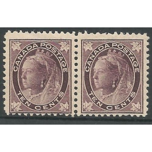 81 - 1897 QV 10c Maple Leaf.  SG149, fresh mint pair.