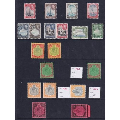 28 - KGVI Bermuda catalogue value £2000+, 1938 defin set inc both 2d, 2½d, 3d, high values 2/- (7), 2/6d,... 