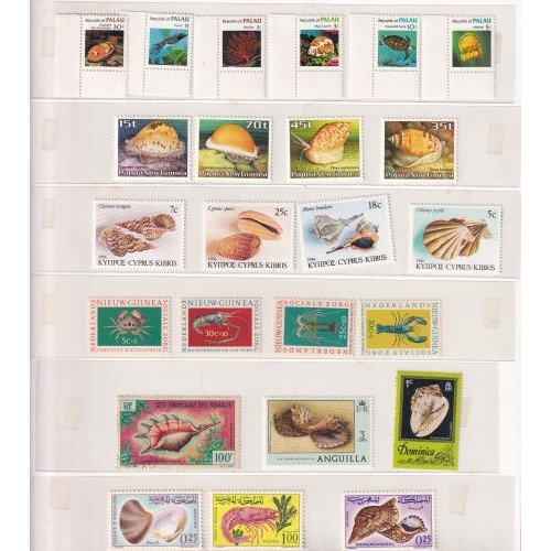 35 - SHELLS ETC. On stamps chiefly UM collection of 130 different issues as complete sets, modern worldwi... 