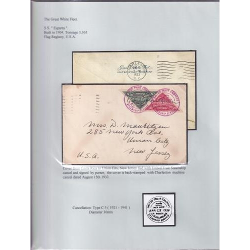 453 - THE GREAT WHITE FLEET Maritime Postal History 1912/40's remarkable postal history collection display... 