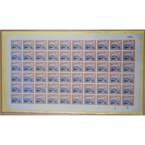 110 - 1938 KGVI ¼pi SG151.  A group of five UM complete sheets of 60 each with a DIFFERENT PLATE NUMBER.  ... 