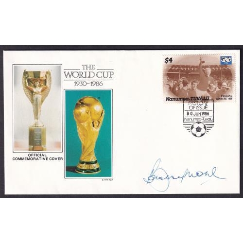 15 - Bobby Moore signed 1986 World Cup cover (Tuvalu) with a fine and clear Bobby Moore autograph.