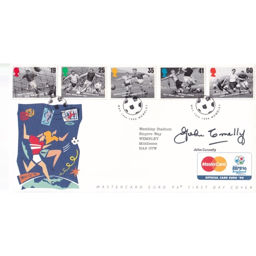 38 - Football autographed illustrated covers (13) inc Dennis Law, Joe Corrigan, Bert Trautmann, Arsene We... 