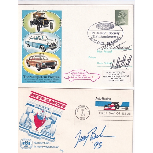 52 - MOTOR SPORT collection of covers (26) Inc. autographed (14) note Stirling Moss, Murray Walker, O Pan... 