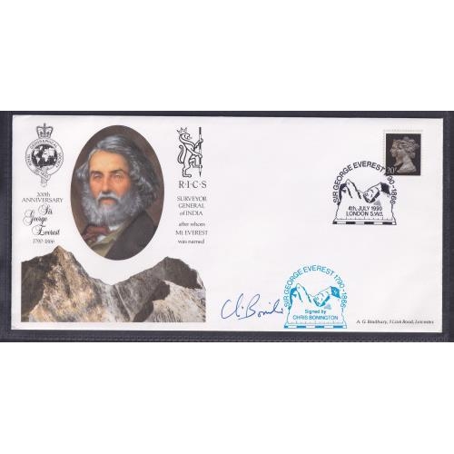 53 - Mountaineer Chris Bonnington signed 1990 Sir George Everest illustrated cover with a fine and clear ... 