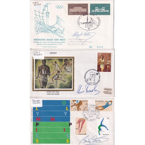 68 - Sport autograph illustrated covers (18) Inc. Mary Peters, Chris Brasher, 1992 Mens 4 x 100 relay tea... 